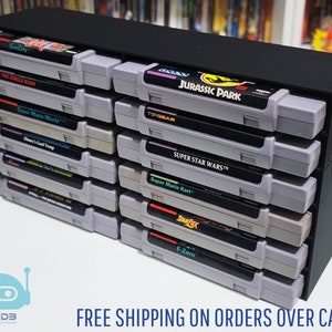 Super Nintendo Entertainment System SNES Rack Display (Games NOT SLEEVED - 1 to 24 Cartridges)