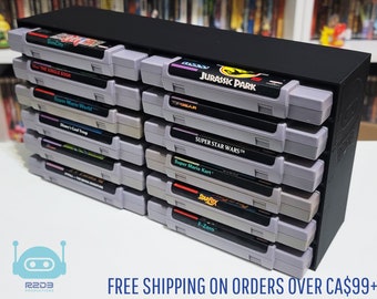 Super Nintendo Entertainment System SNES Rack Display (Games NOT SLEEVED - 1 to 24 Cartridges)