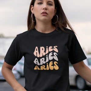 Retro Front Aries Shirt, Comfort Colors Zodiac Aries Oversized Tee, Vintage Aries T Shirt Design, Birthday Gift For Aries, Astrology Shirt