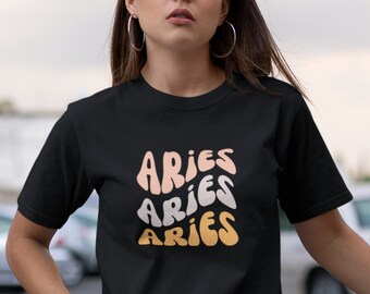Retro Aries Zodiac Comfort Colors Tee: Vintage Astrology Shirt