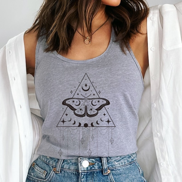 Celestial Tank Top, Witchy Tank Top, Celestial Gift Ideas, Hippie Tank Tank, Moon Phases Moth Shirt, Witch Tank Top, Celestial Clothes