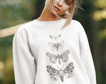 Moth Print Sweatshirt: Witchy Goblincore Dark Academia Clothing