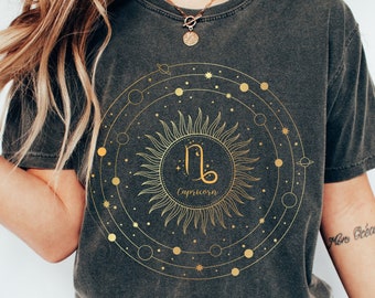 Camiseta del zodiaco Capricornio: Camiseta gráfica con carta estelar celestial