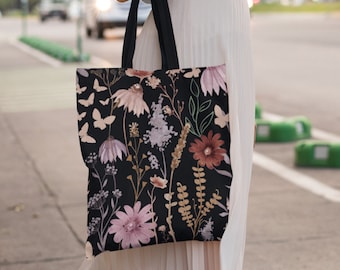 Torba z motywem kwiatów sprasowanych: Cottagecore Botanical Design