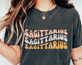 Retro Sagittarius Zodiac Shirt - Comfort Colors Astrology Tee