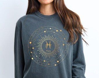 Comfort Colors Pisces Zodiac Shirt: Vintage Celestial Horoscope Tee