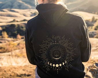 Moon Hoodie, Celestial Hoodie, Celestial Sweatshirt, Witchy Hoodie, Moon Phase Hoodie, Celestial Hoodie Gift, Moon Lovers Gift, Moon Shirt