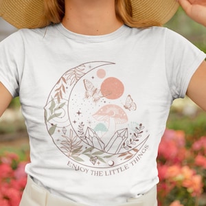 Enjoy The Little Things Full Zip Up Hoodie, Witchy Zip Up Hoodie, Celestial Sweatshirt, Graphic Back Zip Up Hoodie, Mushroom Moon Sweatshirt