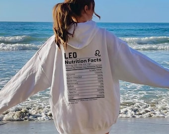 Leo Zodiac Hoodie: Nutrition Facts Astrology Sweatshirt