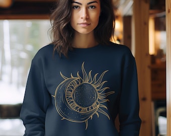 Comfort Colors Sun and Moon Sweatshirt: Vintage Celestial Astrology Gift