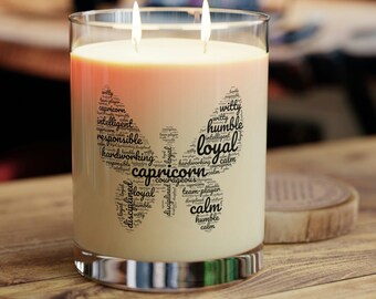 Capricorn Zodiac Candle: Luxury Scented Soy Candle, Astrology Gift
