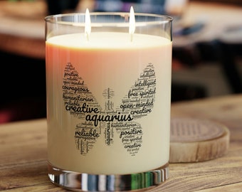 Bougie du zodiaque Verseau : bougie de soja parfumée de luxe, cadeau astrologie