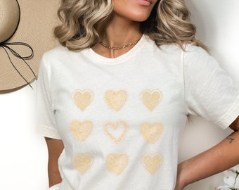 Gold Glitter Hearts Valentine's Day Shirt