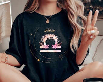 Libra Zodiac T-Shirt: Boho Floral Astrology Gift
