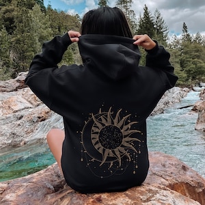 Moon And Sun Sweatshirt, Dark Academia Clothing, Mystical Witchy Hoodie, Witchy Things Pullover, Magical Witchy Clothing, Astrology Gifts
