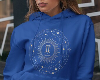 Gemini Zodiac Sign Sweatshirt: Graphic Space Theme Astrology Gift