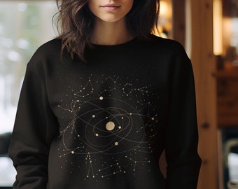 Celestial Sweatshirt Outer Space Shirt Astrology Graphic Pullover Astronomy Sweatshirt Celestial Gift Ideas Boho Space Shirt Planet Pullover
