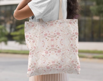 Vintage Rose Garden Tote: Pink Floral Shopping Bag
