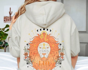 Retro Lejonet Zodiac Hoodie: Astrologi Stjärntecken Hoodie