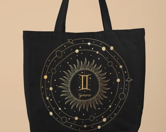Gemini Zodiac Tote Bag: Celestial Astrology Sign Gift