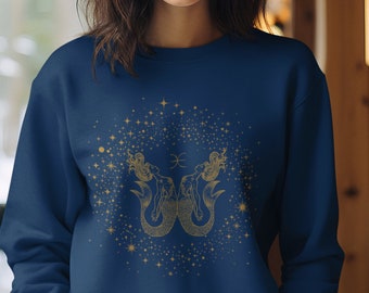 Sudadera del signo zodiacal Piscis: Sudadera con temática espacial y astrología