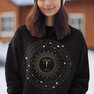 Aries Shirt, Aries Birthday Gift, Zodiac Sweatshirt Horoscope Pullover, Celestial Crewneck Aries Sweatshirt, Astrology Shirt, Aries Zodiac