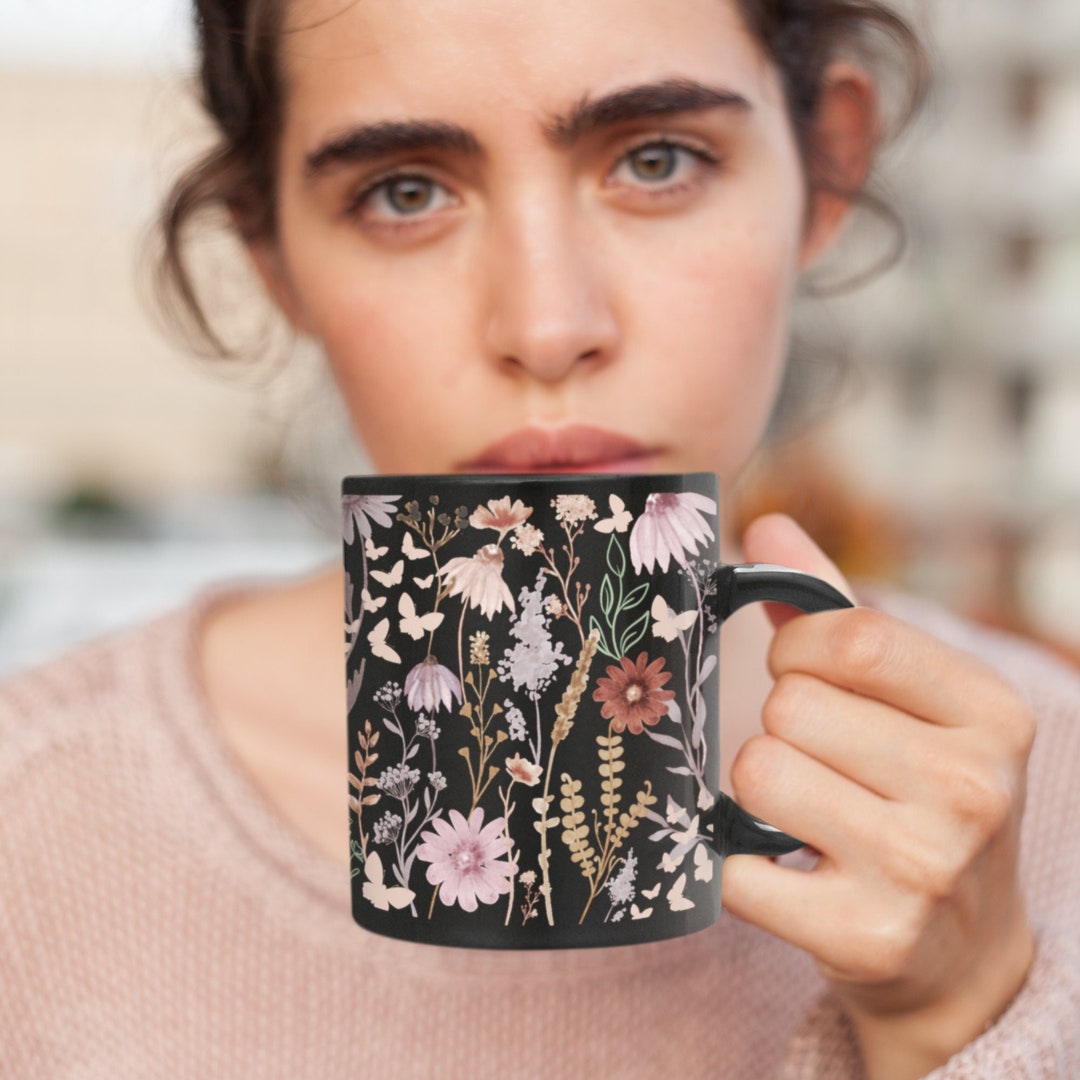Wildflower Cottagecore Mug: Floral Pressed Flower Coffee Mug - Etsy