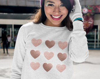 Sudadera con corazón brillante en oro rosa - Camiseta de San Valentín