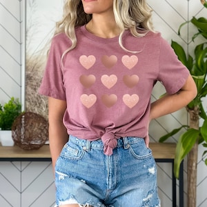 Glitter Shirt, Rose Gold Heart Shirt, Valentine&#39;s Day Shirt, Valentine Tshirt, Love Shirt, Heart Shirt, Shirt For Her, Shirt For Women