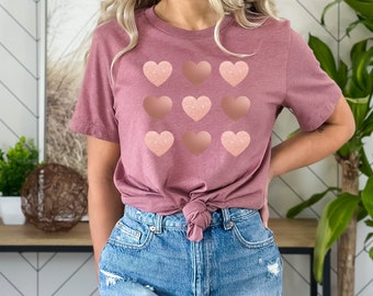 Glitter Shirt, Rose Gold Heart Shirt, Valentine&#39;s Day Shirt, Valentine Tshirt, Love Shirt, Heart Shirt, Shirt For Her, Shirt For Women