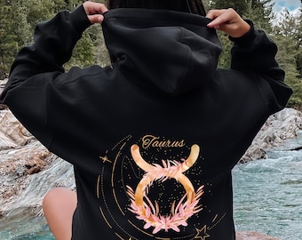 Sudadera con capucha del signo zodiacal Tauro: Regalo de astrología bohemia