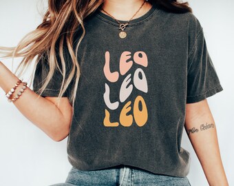 Retro Leo Zodiac Shirt: Comfort Colors Astrology Tee
