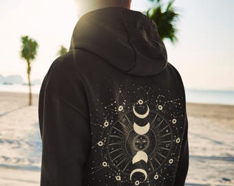 Sudadera con capucha de fases lunares: Sudadera con estampado de astrología celestial
