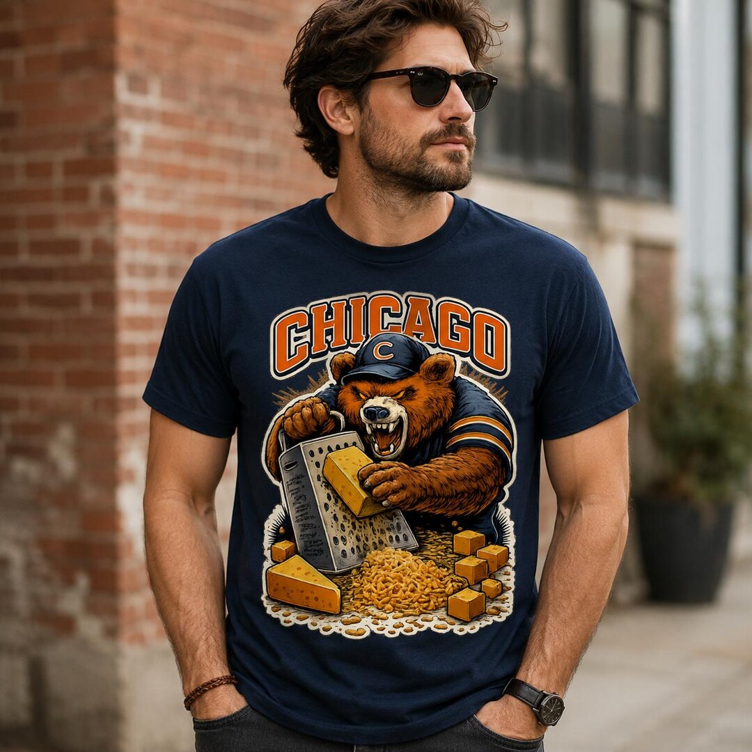 Funny Chicago Football Shirt, Bear Cheese Grater Graphic Tee