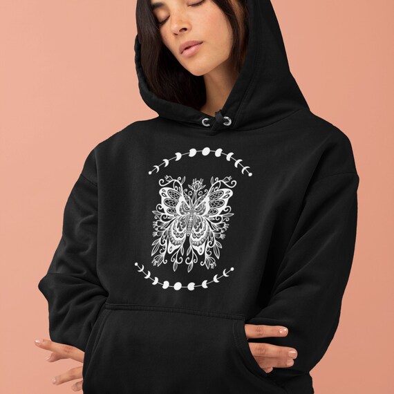 Butterfly Hoodie Mindfulness Gift Monarch Butterfly Insect Shirt Moon Hoodie Butterfly Lovers Gift Dark Academia Shirt Moon Moth Hoodie Etsy UK
