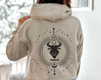 Sudadera con capucha del signo zodiacal Tauro: Regalo de astrología bohemia