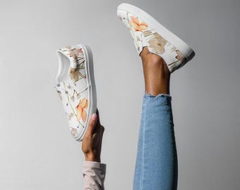 Vintage Floral Slip On Schuhe : Damen Canvas Sneakers