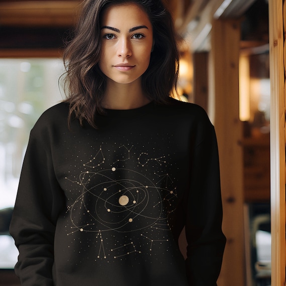 Celestial Sweatshirt: Astrology Graphic Pullover, Boho Space Shirt