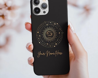 Funda de teléfono personalizada con el signo del zodiaco Cáncer: regalo astrológico con carta astral celestial