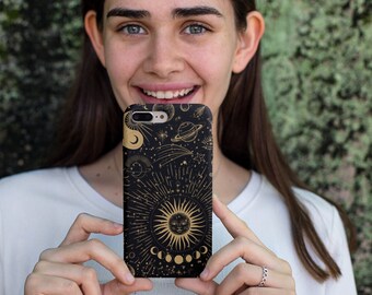 Himmelskt telefonskal: Vintage sol, måne och stjärnor astrologidesign