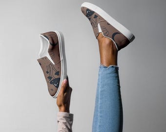 Mushroom Galaxy Slip-On Sneakers | Boho Women's Canvas Shoes