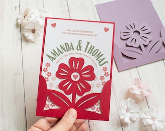 Invitation template SVG, wedding pocket flower invite card, floral birthday invitation for Cricut, Laser(svg dxf ai cdr)