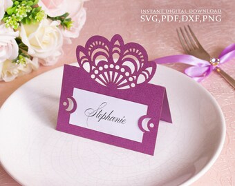 Place card template svg, wedding escort cart, thanksgiving card, laser cutting (svg,dxf,pdf), Silhouette Cameo Cricut