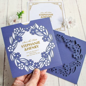 Blumeneinladung Vorlage SVG, geblümte Hochzeit 15x15 Einladungskarte, Geburtstagseinladung für Cricut, Laser(svg dxf ai cdr)