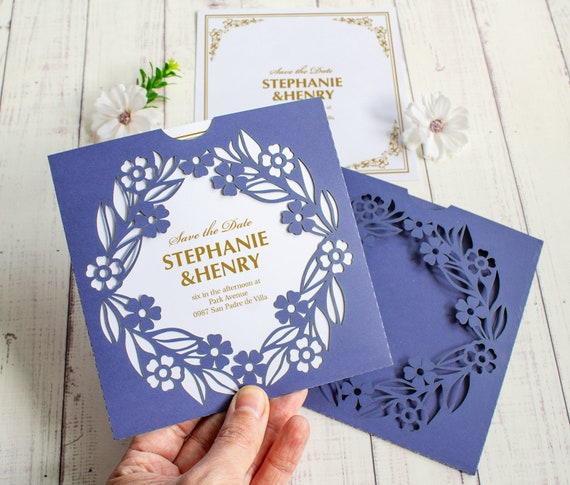 Flowers invitation template SVG, floral lace wedding 6x6 invite pocket card, Birthday invitation for Cricut, Laser(svg dxf ai cdr)