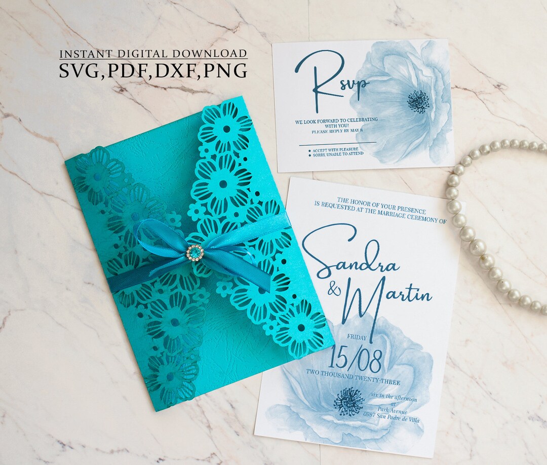 Floral Lace Invitation Template SVG Wedding Envelope Template 5x7 for Floral Lace Invitation Template SVG Wedding Envelope Template 5x7 for