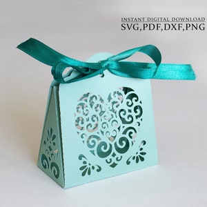Modèle de boîte cadeau de bonbons, boîte de faveur de cœur de mariage svg, boîte de Saint-Valentin de Thanksgiving pour Portrait Cameo Cricut, découpe laser, svg dxf ai cdr