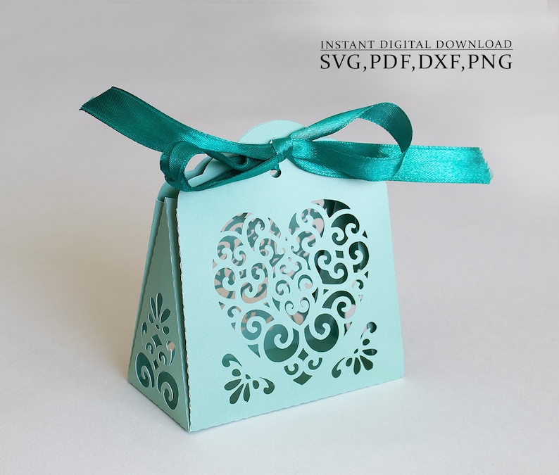 Candy Gift Box Template Wedding Heart Favor Box Svg Etsy