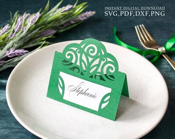 Place card svg, wedding lace escort card template, thanksgiving card, laser cutting (svg,dxf,pdf), Silhouette Cameo Cricut