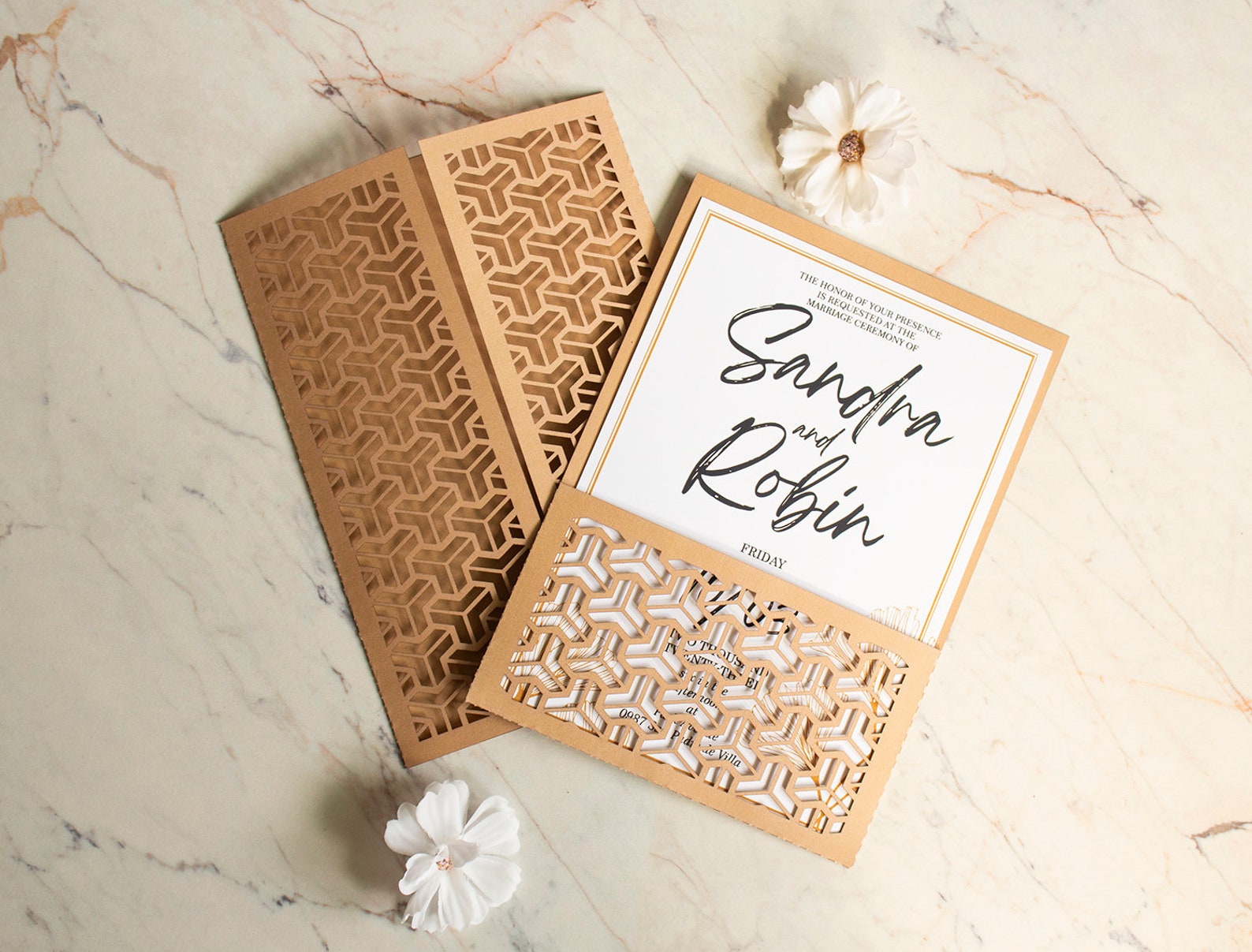 Wedding Set Templates Svg, Geometric Trifold Invitations, Box, Menu ...
